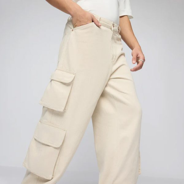 Ecru outlaw men's wide leg cargo jeans