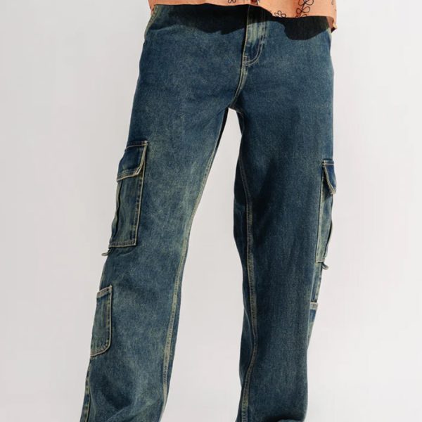 Men's side pocket cargo jeans